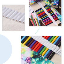 Load image into Gallery viewer, 36 Slots Starry Sky Print Pen Bag Canvas Pencil Wrap Curtain Roll Up Pencil Case Stationery Pouch, 36 Slots