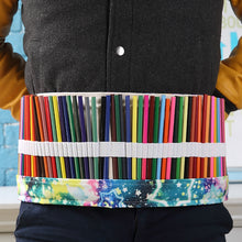 Load image into Gallery viewer, 48 Slots Starry Sky Print Pen Bag Canvas Pencil Wrap Curtain Roll Up Pencil Case Stationery Pouch, 48 Slots