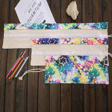 Load image into Gallery viewer, 48 Slots Starry Sky Print Pen Bag Canvas Pencil Wrap Curtain Roll Up Pencil Case Stationery Pouch, 48 Slots