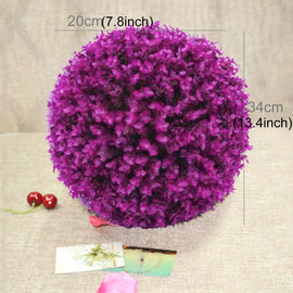 Artificial Purple Eucalyptus Plant Ball Topiary Wedding Event Home Outdoor Decoration Hanging Ornament, Diameter: 13.4 inch, 13.4 inch