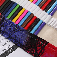 Load image into Gallery viewer, 48 Slots Sunset Tree Print Pen Bag Canvas Pencil Wrap Curtain Roll Up Pencil Case Stationery Pouch, 48 Slots
