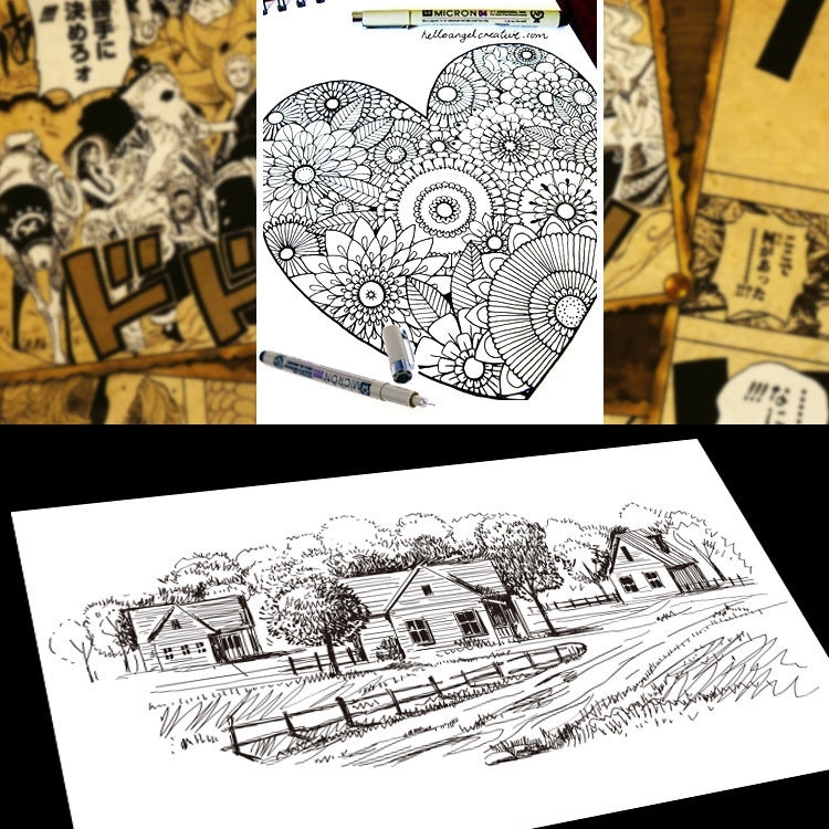2 PCS Archival Pigment Ink Drawing Fineliner Pens Nib Manga Micron Pen, 0.35mm, 0.4mm, 0.45mm, 0.5mm, 0.25mm, 0.3mm