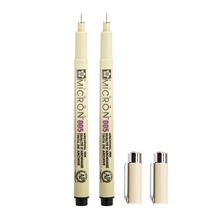 2 PCS Archival Pigment Ink Drawing Fineliner Pens Nib Manga Micron Pen, 0.35mm, 0.4mm, 0.45mm, 0.5mm, 0.25mm, 0.3mm