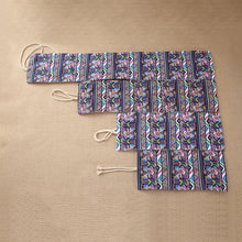 Load image into Gallery viewer, 72 Slots Ethnic Print Pen Bag Canvas Pencil Wrap Curtain Roll Up Pencil Case Stationery Pouch, 72 Slots