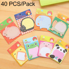 Load image into Gallery viewer, 40 PCS Cartoon Animal Shaped Self Adhesive Memo Pad N-times Sticky Notes Bookmark School Office Supply, Random Style Delivery, Adhesive Memo Pad