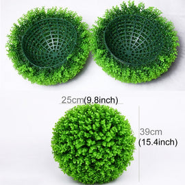 Artificial Green Eucalyptus Plant Ball Topiary Wedding Event Home Outdoor Decoration Hanging Ornament, Diameter: 15 inch, 15 inch