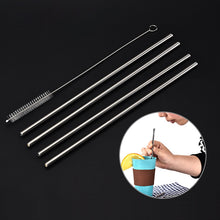 Load image into Gallery viewer, 4 PCS Reusable Stainless Steel Drinking Straws + 1 x Cleaner Brush Set Kit, Straight