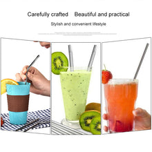 Load image into Gallery viewer, 4 PCS Reusable Stainless Steel Drinking Straws + 1 x Cleaner Brush Set Kit, Straight