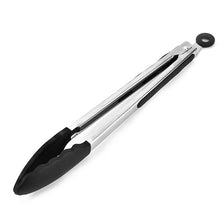 Load image into Gallery viewer, 12 inch Silicone Non-slip Food Bread Barbecue BBQ Clip Tongs Kitchen Tools, 12 inch Black, 12 inch Red