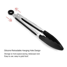 Load image into Gallery viewer, 12 inch Silicone Non-slip Food Bread Barbecue BBQ Clip Tongs Kitchen Tools, 12 inch Black, 12 inch Red