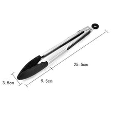 Load image into Gallery viewer, 12 inch Silicone Non-slip Food Bread Barbecue BBQ Clip Tongs Kitchen Tools, 12 inch Black, 12 inch Red