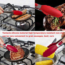 Load image into Gallery viewer, 12 inch Silicone Non-slip Food Bread Barbecue BBQ Clip Tongs Kitchen Tools, 12 inch Black, 12 inch Red