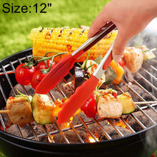 Load image into Gallery viewer, 12 inch Silicone Non-slip Food Bread Barbecue BBQ Clip Tongs Kitchen Tools, 12 inch Black, 12 inch Red