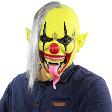 Load image into Gallery viewer, Halloween Festival Party Latex Green Face Clown Frightened Mask, with Hair, Green Face Clown