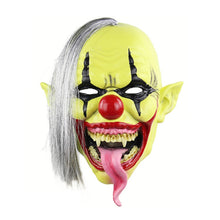 Load image into Gallery viewer, Halloween Festival Party Latex Green Face Clown Frightened Mask, with Hair, Green Face Clown