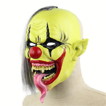 Load image into Gallery viewer, Halloween Festival Party Latex Green Face Clown Frightened Mask, with Hair, Green Face Clown