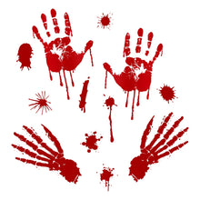 Load image into Gallery viewer, Halloween Decorations PVC Creative Blood Handprints and Footprints Wall Stickers Window Stickers, Random Style Delivery