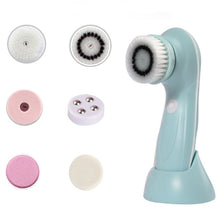 Load image into Gallery viewer, 1.2W USB Charging Electronic Cleaning Face Beauty Instrument Pores Nose Blackhead Facial Cleansing Brush, 6 in 1