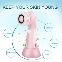 Load image into Gallery viewer, 1.2W USB Charging Electronic Cleaning Face Beauty Instrument Pores Nose Blackhead Facial Cleansing Brush, 6 in 1