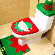 Load image into Gallery viewer, Fancy Christmas Decoration Happy Santa Elf Toilet Seat Cover Rug Bathroom Set, Elf