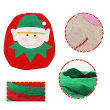 Load image into Gallery viewer, Fancy Christmas Decoration Happy Santa Elf Toilet Seat Cover Rug Bathroom Set, Elf