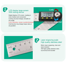 Load image into Gallery viewer, Digital Display Angle Finder Meter Protractor Goniometer Ruler, Measure Range: 500mm, 500mm Ruler