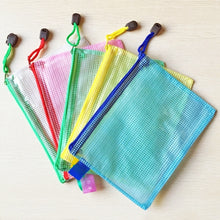 Load image into Gallery viewer, 12 PCS Zipper Plastic Mesh Stationery Bag, Random Color Delivery (A5, Size: 24x17.5cm), A5, Size: 24x17.5cm