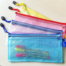 Load image into Gallery viewer, 12 PCS Zipper Plastic Mesh Stationery Bag, Random Color Delivery (A5, Size: 24x17.5cm), A5, Size: 24x17.5cm
