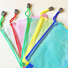Load image into Gallery viewer, 12 PCS Zipper Plastic Mesh Stationery Bag, Random Color Delivery (A5, Size: 24x17.5cm), A5, Size: 24x17.5cm