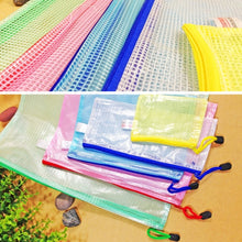 Load image into Gallery viewer, 12 PCS Zipper Plastic Mesh Stationery Bag, Random Color Delivery (A5, Size: 24x17.5cm), A5, Size: 24x17.5cm
