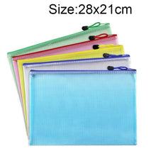Load image into Gallery viewer, Zipper Plastic Mesh Stationery Bag, Random Color Delivery (B5, Size: 28x21cm), B5, Size: 28x21cm