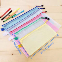 Load image into Gallery viewer, Zipper Plastic Mesh Stationery Bag, Random Color Delivery (B5, Size: 28x21cm), B5, Size: 28x21cm