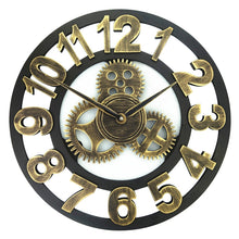 Load image into Gallery viewer, Retro Wooden Round Single-sided Gear Clock Number Wall Clock, Diameter: 40cm, Number 40cm, Number 40cm (Silver)