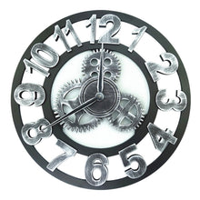 Load image into Gallery viewer, Retro Wooden Round Single-sided Gear Clock Number Wall Clock, Diameter: 40cm, Number 40cm, Number 40cm (Silver)