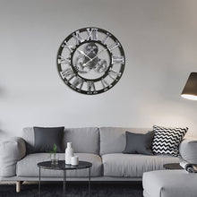 Load image into Gallery viewer, Retro Wooden Round Single-sided Gear Clock Rome Number Wall Clock, Diameter: 70cm, Rome Number 70cm, Rome Number  70cm