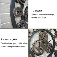 Load image into Gallery viewer, Retro Wooden Round Single-sided Gear Clock Number Wall Clock, Diameter: 58cm, Number 58, Number 58cm