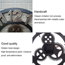 Load image into Gallery viewer, Retro Wooden Round Single-sided Gear Clock Number Wall Clock, Diameter: 58cm, Number 58, Number 58cm