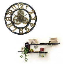 Load image into Gallery viewer, Retro Wooden Round Single-sided Gear Clock Number Wall Clock, Diameter: 58cm, Number 58, Number 58cm