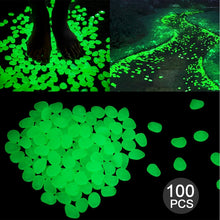 Load image into Gallery viewer, 100 PCS Glow in The Dark Garden Pebbles for Walkways &amp; Decoration and Plants Luminous Stones