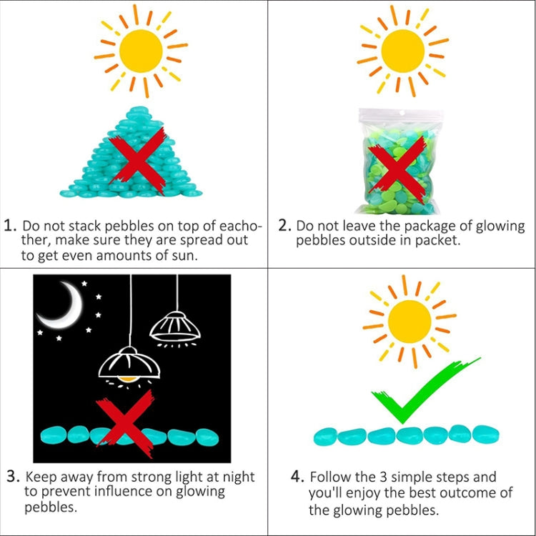 100 PCS Glow in The Dark Garden Pebbles for Walkways & Decoration and Plants Luminous Stones