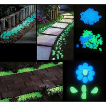 Load image into Gallery viewer, 100 PCS Glow in The Dark Garden Pebbles for Walkways &amp; Decoration and Plants Luminous Stones