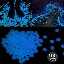 Load image into Gallery viewer, 100 PCS Glow in The Dark Garden Pebbles for Walkways &amp; Decoration and Plants Luminous Stones