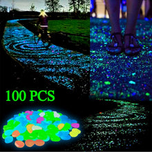 Load image into Gallery viewer, 100 PCS Glow in The Dark Garden Pebbles for Walkways &amp; Decoration and Plants Luminous Stones