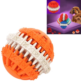 Dog Toy Balls for Pets Tooth Cleaning Chewing Toys Balls of Non-Toxic Soft Rubber , Small Size, Small Size (Orange)
