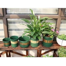Load image into Gallery viewer, Flower Pots Plant Nursery Pots Plastic Pots Creative Gallons Pots with Tray,Size:12*16*12cm, Random Text Background Color Delivery, 12*16*12cm