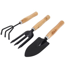 Load image into Gallery viewer, Rake Shovel Digging Trowel 3 in 1  Wooden Handle Metal Head Mini Garden Plant Tool Gardening Tool Garden Flower Tools Garden Tools Combination Set, Plant Tool 3