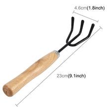 Load image into Gallery viewer, Rake Shovel Digging Trowel 3 in 1  Wooden Handle Metal Head Mini Garden Plant Tool Gardening Tool Garden Flower Tools Garden Tools Combination Set, Plant Tool 3