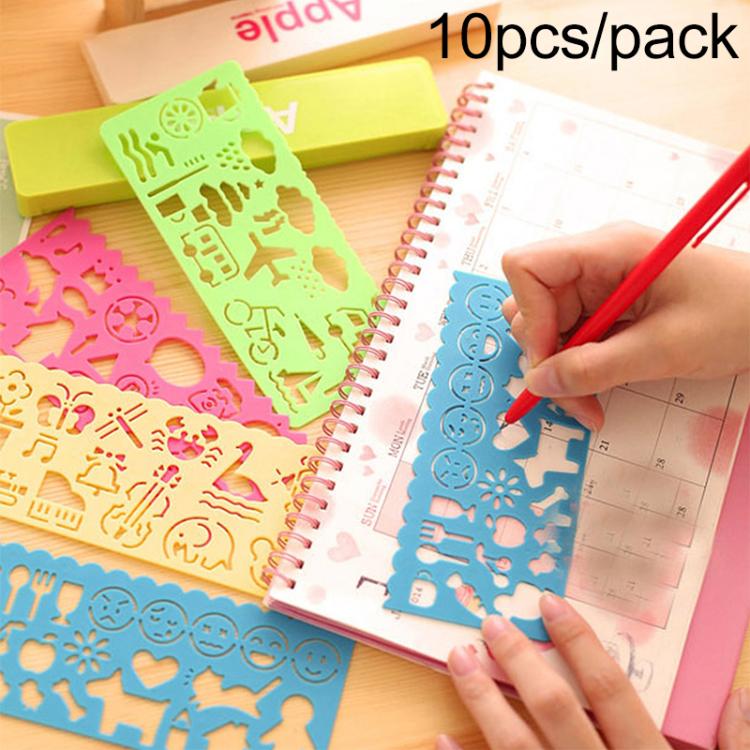 10 PCS Creative Candy Color Drawing Ruler Speed Sketchpad Art Ruler Template, Random Color Delivery, Speed Sketchpad