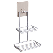 Load image into Gallery viewer, Creative Double Layer Stainless Steel Soap Stand Non-trace Magic Sticker Style Soap Dish Bathroom Shelf, Double Layer Bathroom Shelf