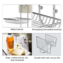 Load image into Gallery viewer, Creative Double Layer Stainless Steel Soap Stand Non-trace Magic Sticker Style Soap Dish Bathroom Shelf, Double Layer Bathroom Shelf